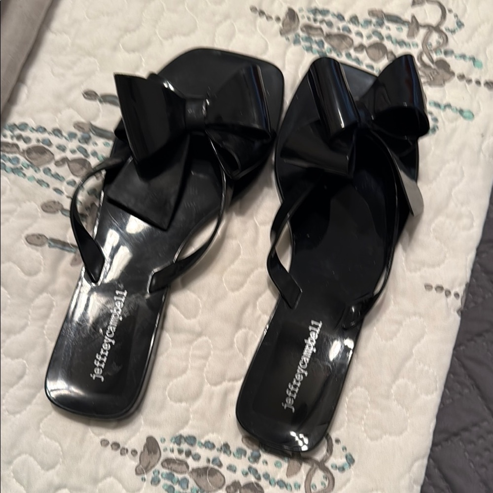 Jeffrey Campbell Black Bow Slide Sandals